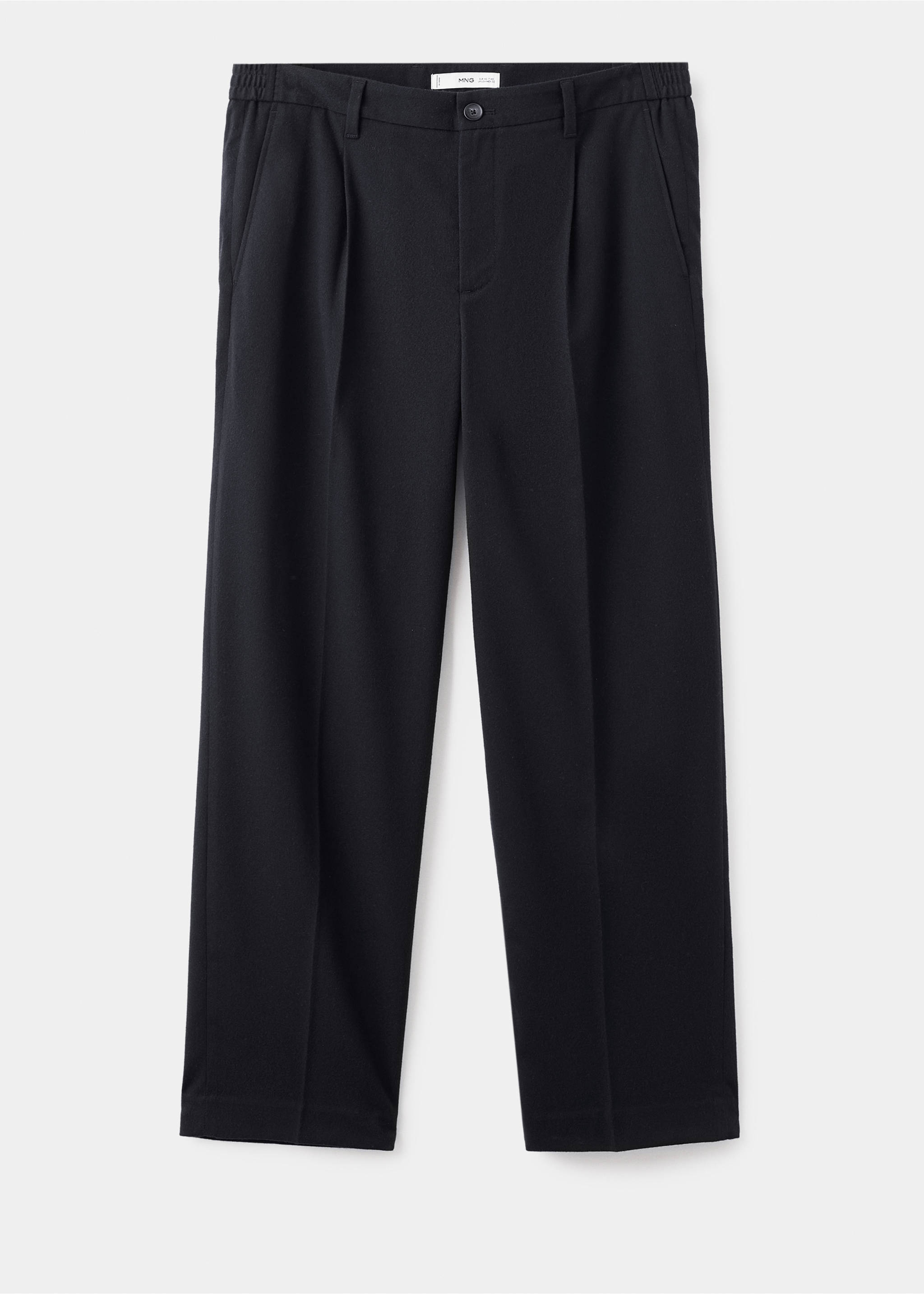 Pantalon flanelle regular-fit à pinces - Article sans modèle, Bleu marine. Ref: 17017888-00.