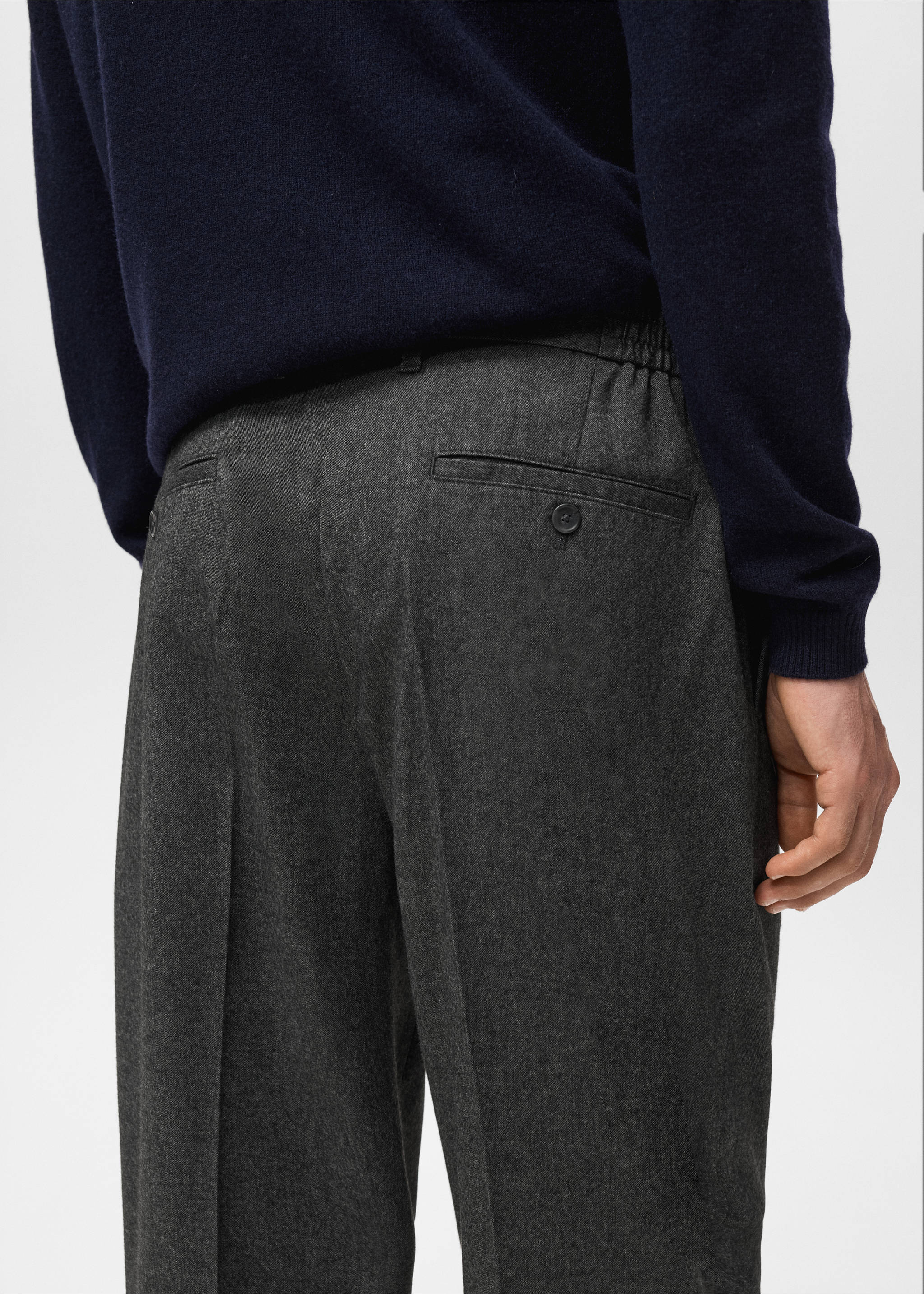 Pantalon flanelle regular-fit à pinces - Détail de l'article 3, Gris chiné foncé. Ref: 17017888-00.