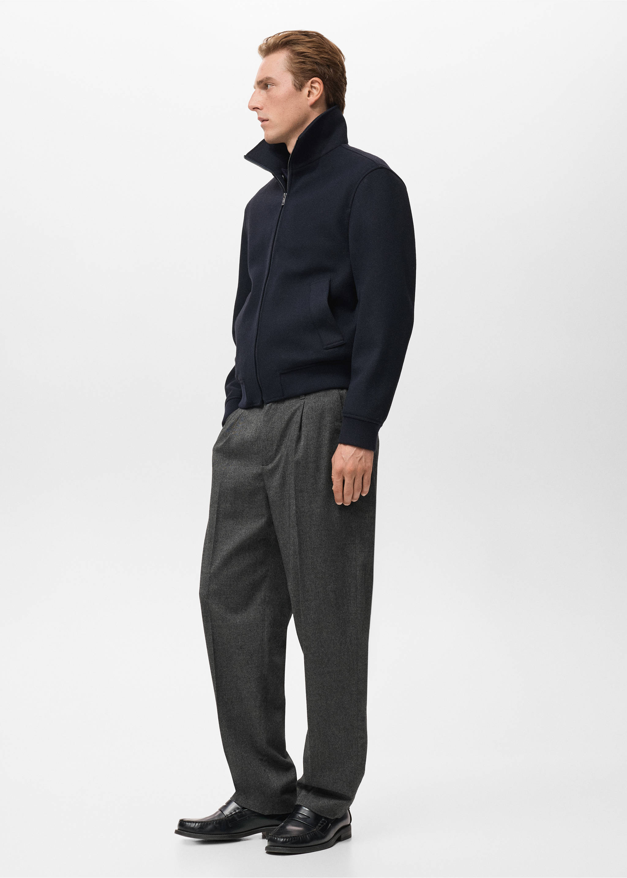 Pantalon flanelle regular-fit à pinces - Détail de l'article 2, Gris chiné foncé. Ref: 17017888-00.