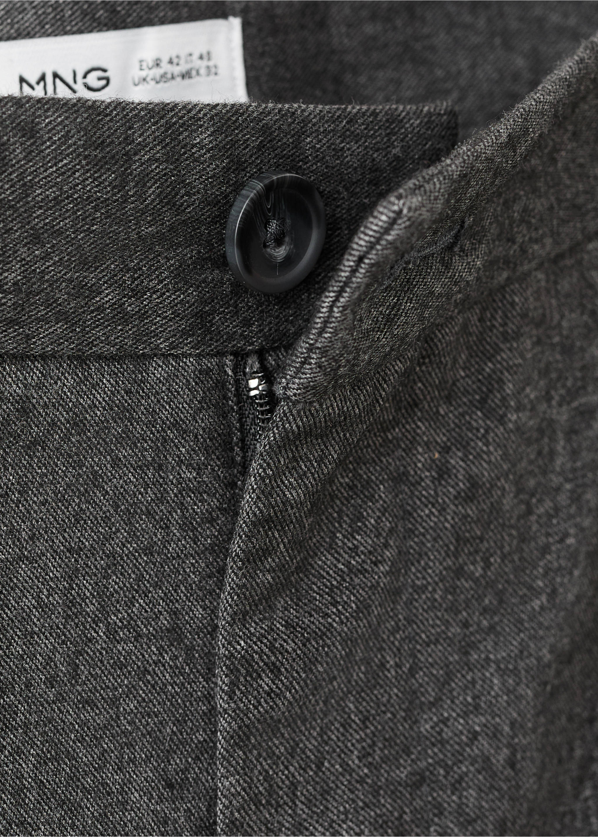 Pantalon flanelle regular-fit à pinces - Détail de l'article 8, Gris chiné foncé. Ref: 17017888-00.