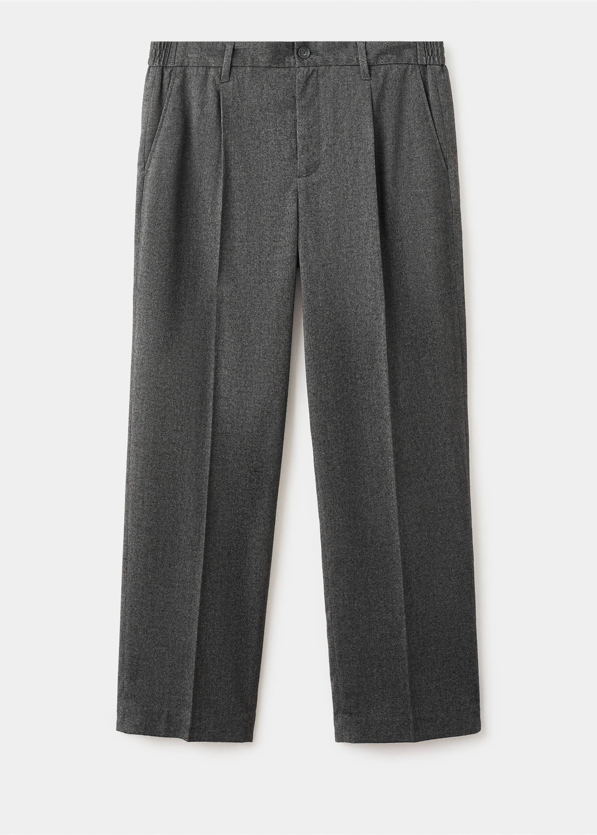 Pantalon flanelle regular-fit à pinces - Article sans modèle, Gris chiné foncé. Ref: 17017888-00.