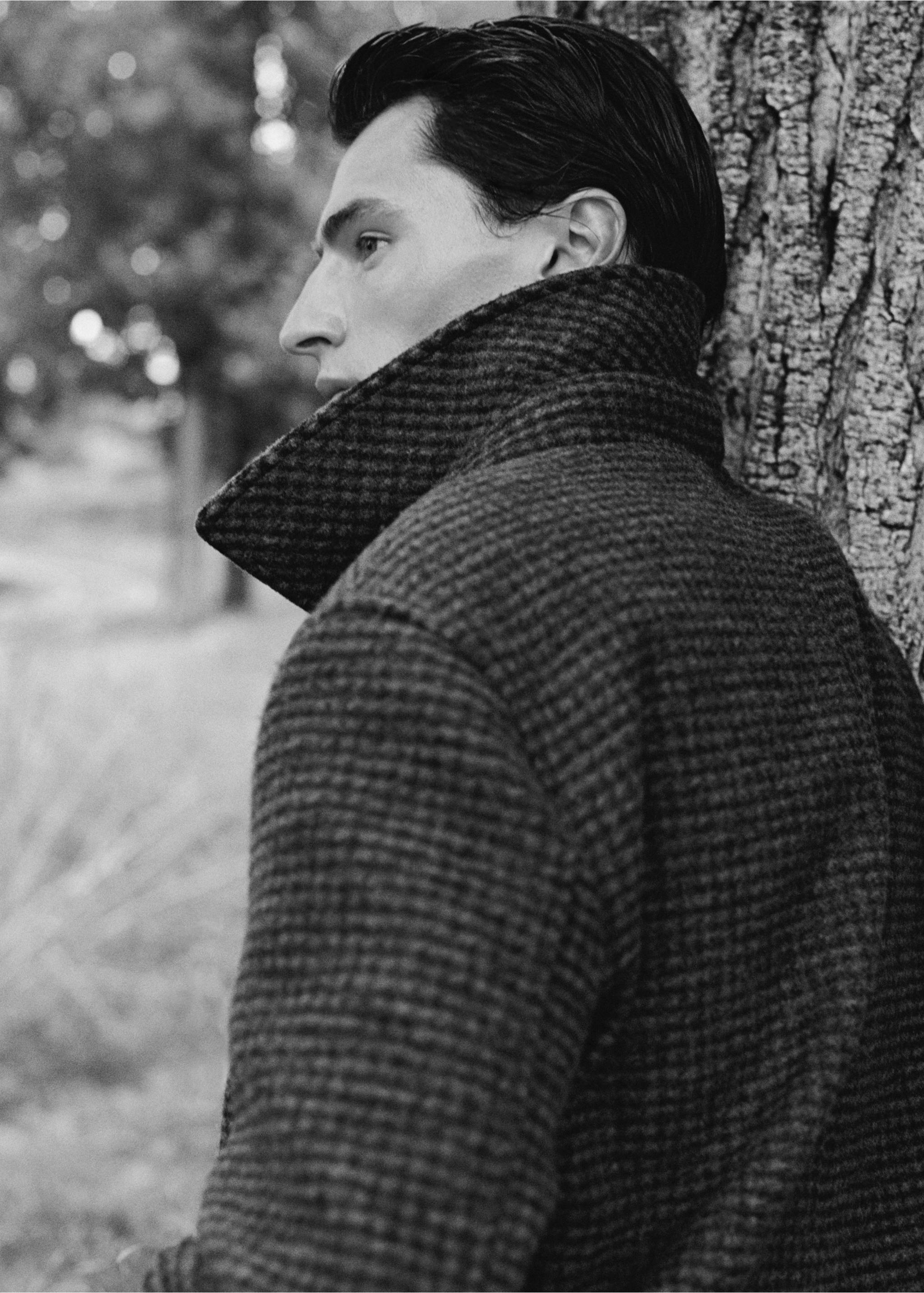 Manteau long structuré à carreaux - Détail de l'article 3, Marron moyen. Ref: 17017889-00.