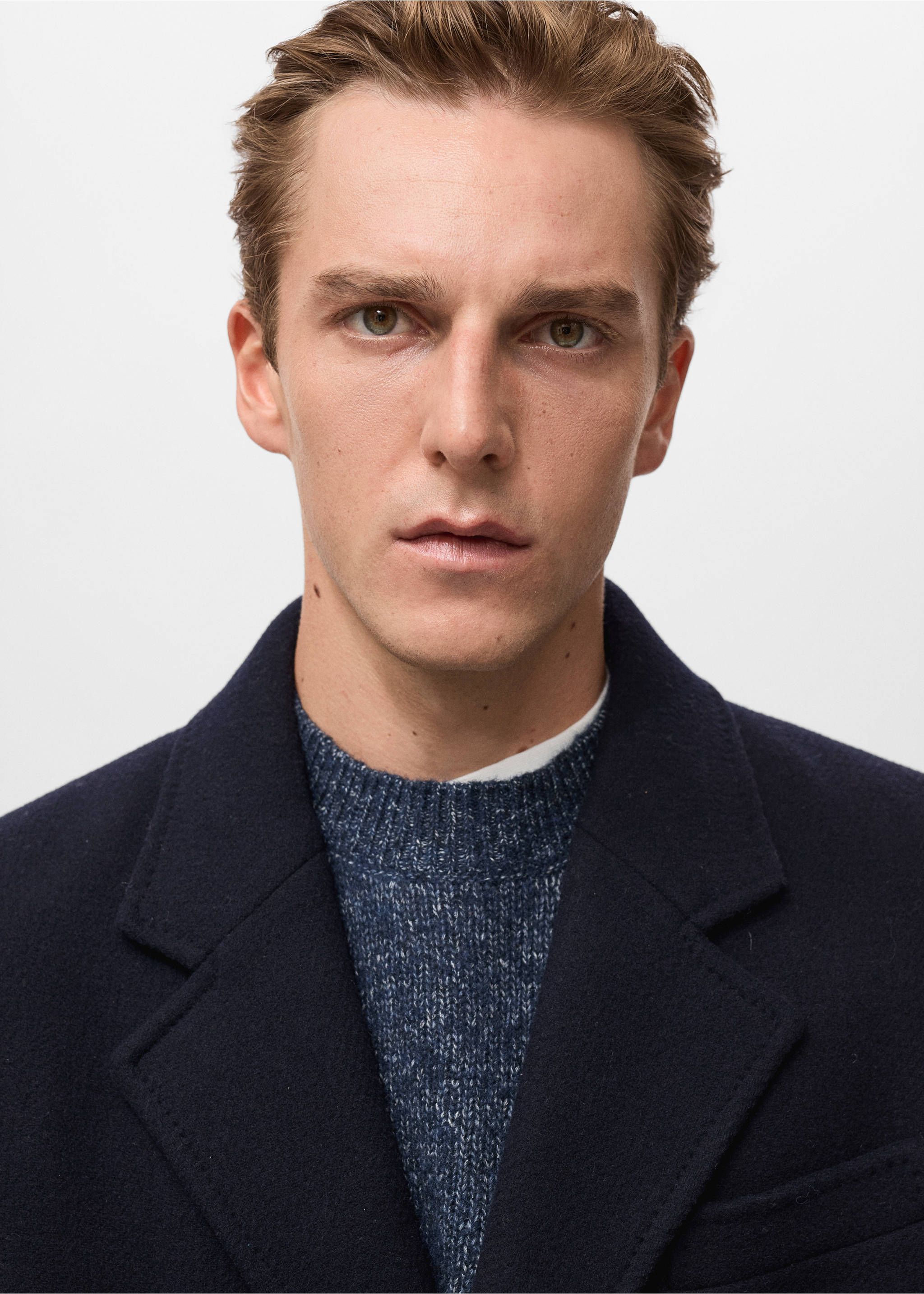 长款羊毛大衣 - null, 海军蓝. Ref: 17017890-00.