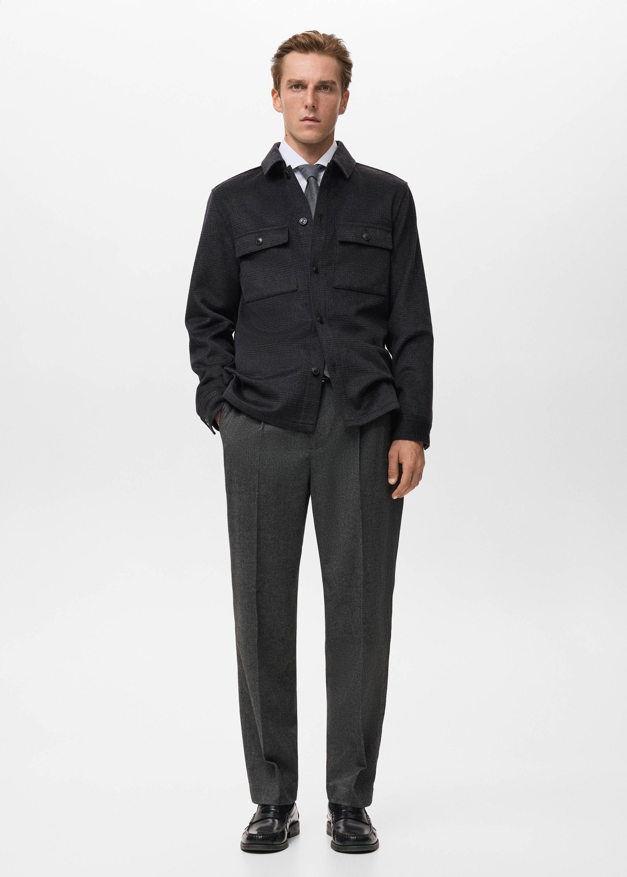 Wool-blend check jacket - General plane