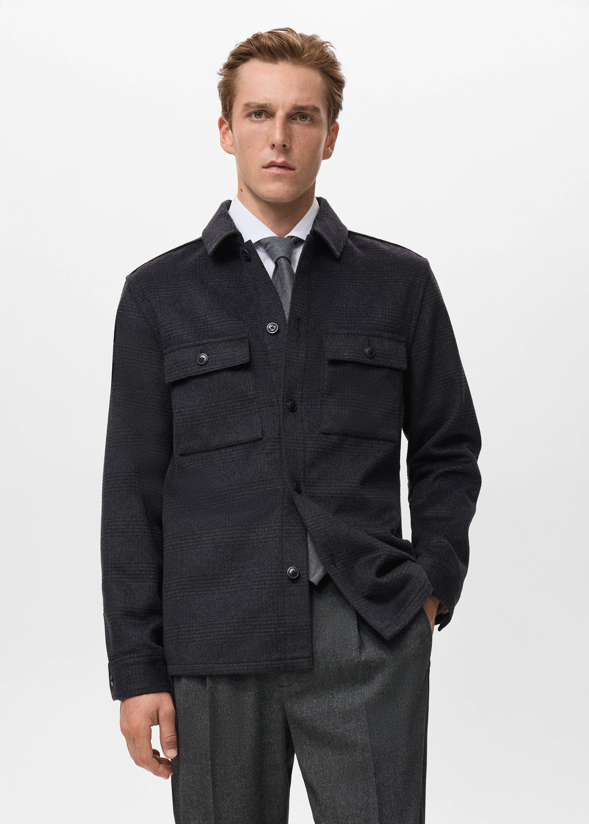 Wool-blend check jacket - Medium plane