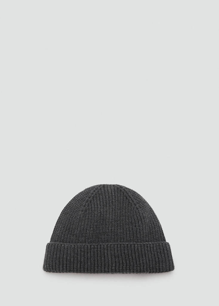 Rib-knit cap — Grey