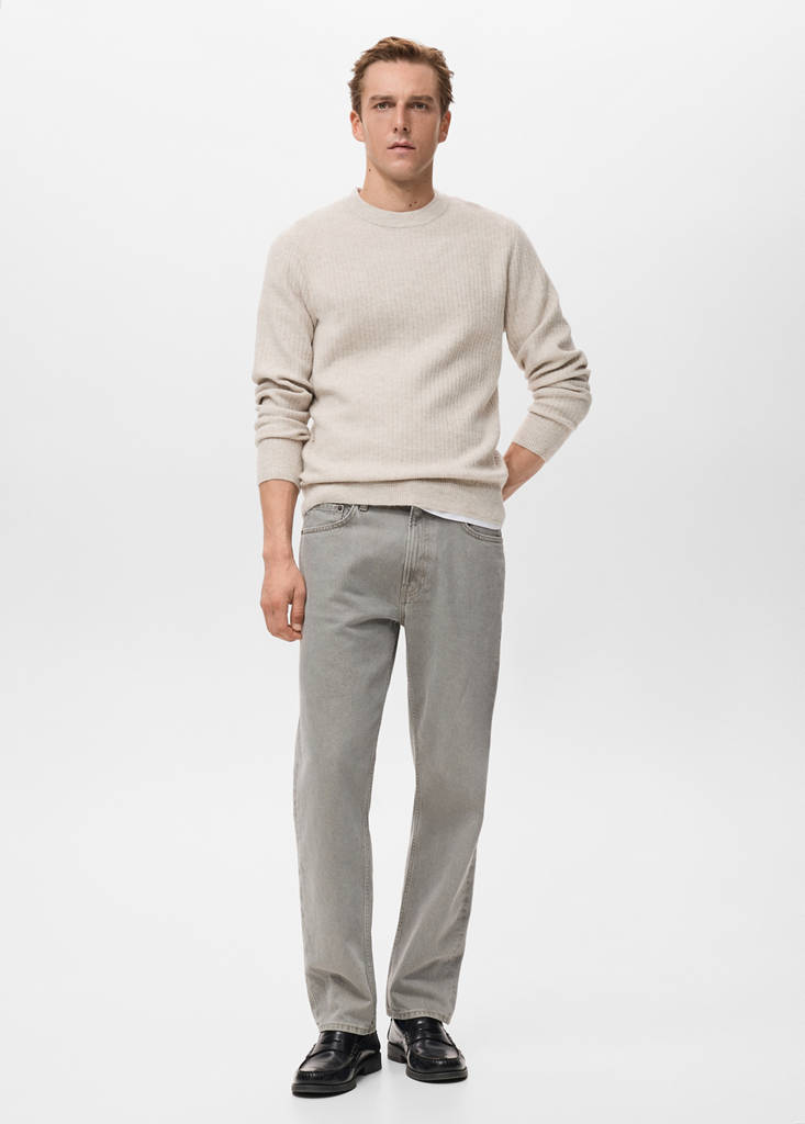 Knitted ribbed sweater — Ecru