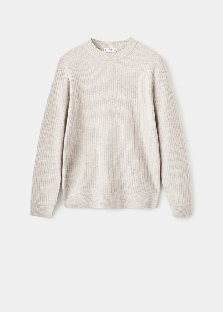 Knitted ribbed sweater — Ecru