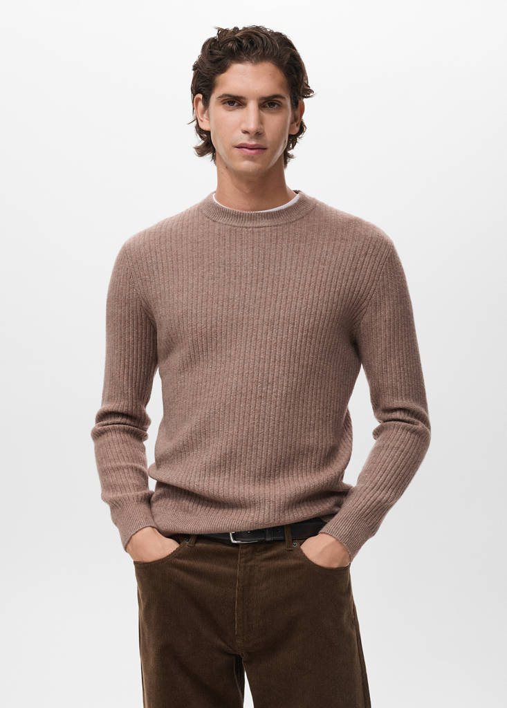 Knitted ribbed sweater — Medium Brown