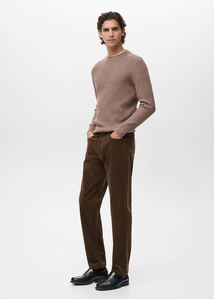 Knitted ribbed sweater — Medium Brown