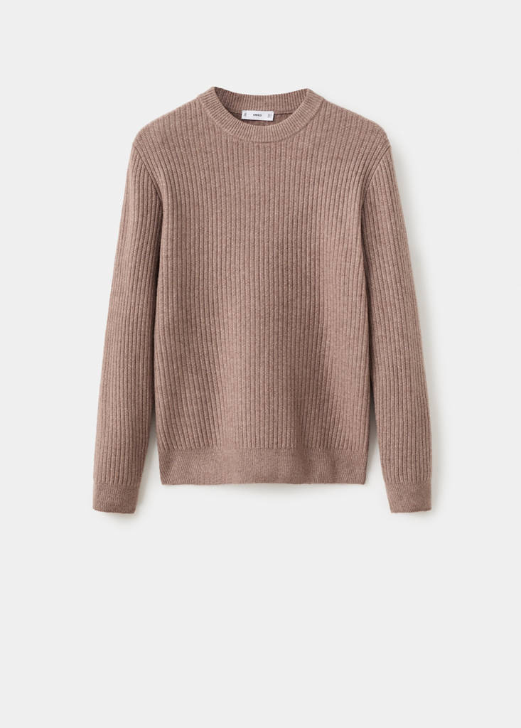Knitted ribbed sweater — Medium Brown