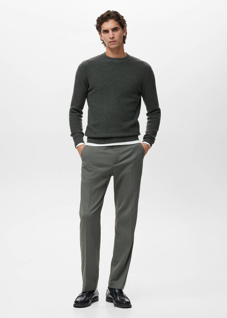 Knitted ribbed sweater — Dark Green