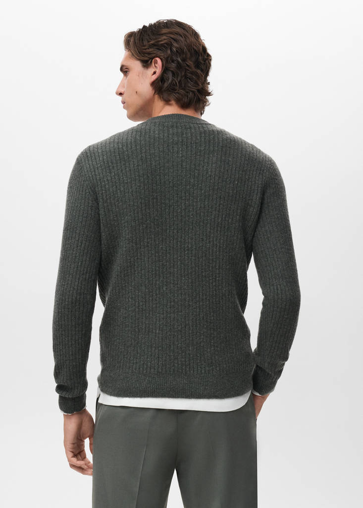 Knitted ribbed sweater — Dark Green