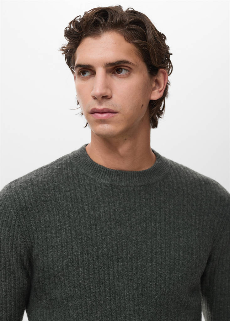 Knitted ribbed sweater — Dark Green