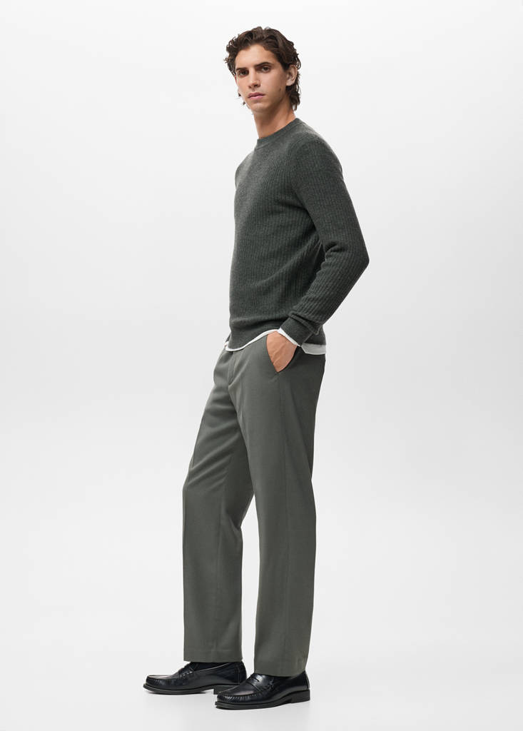 Knitted ribbed sweater — Dark Green