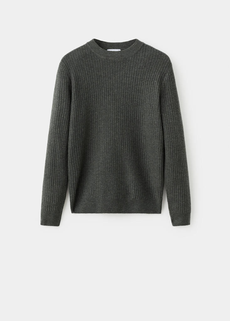 Knitted ribbed sweater — Dark Green
