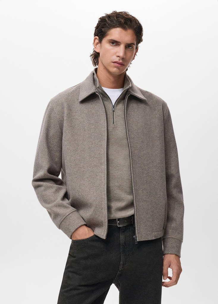 Zip-up cloth jacket — Medium Brown