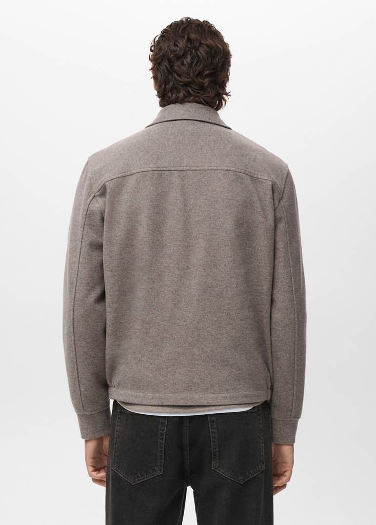 Zip-up cloth jacket — Medium Brown