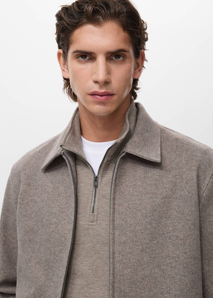 Zip-up cloth jacket — Medium Brown