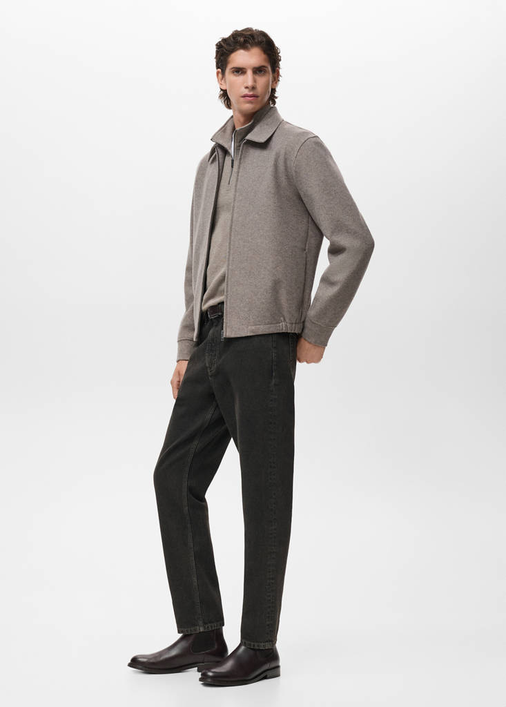Zip-up cloth jacket — Medium Brown