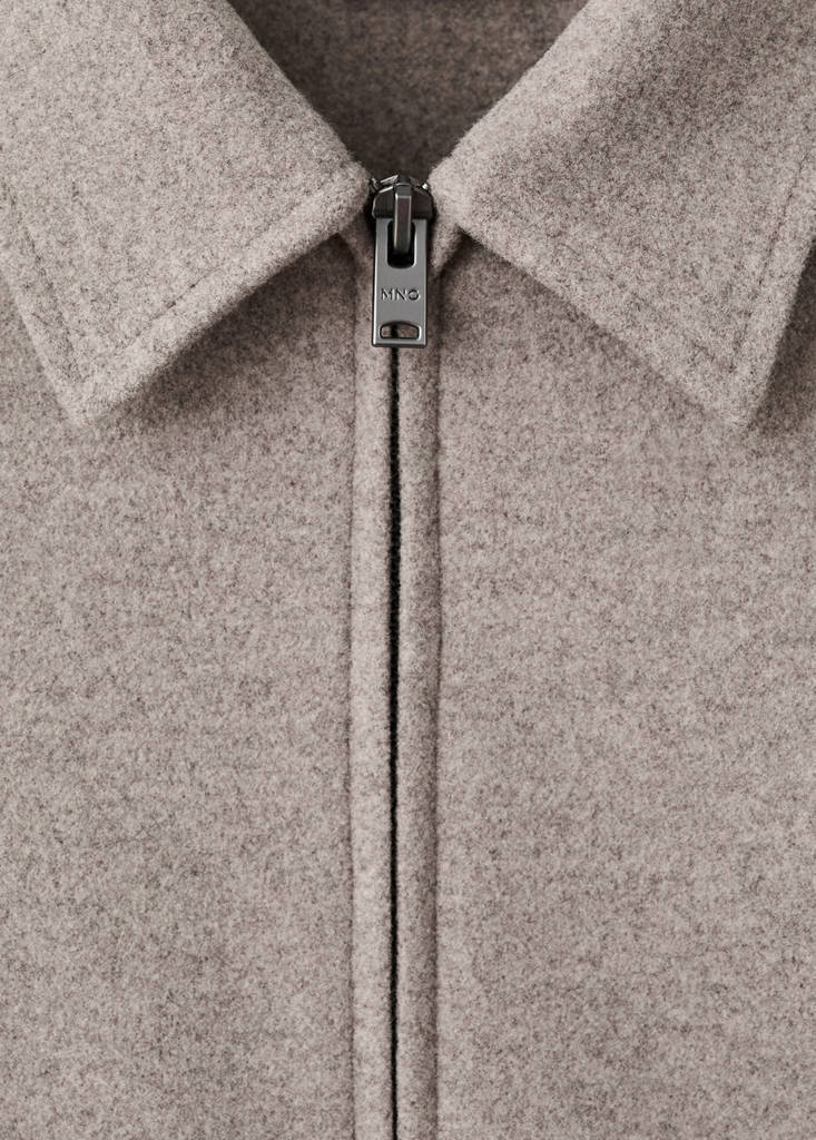 Zip-up cloth jacket — Medium Brown