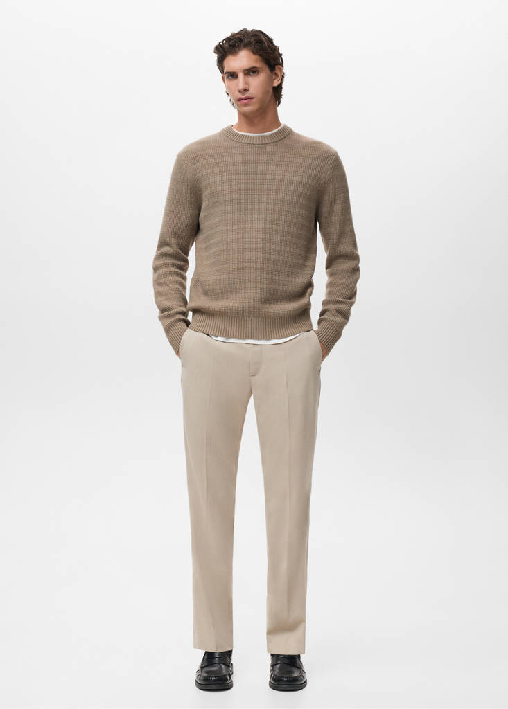 Structured knitted sweater — Medium Brown