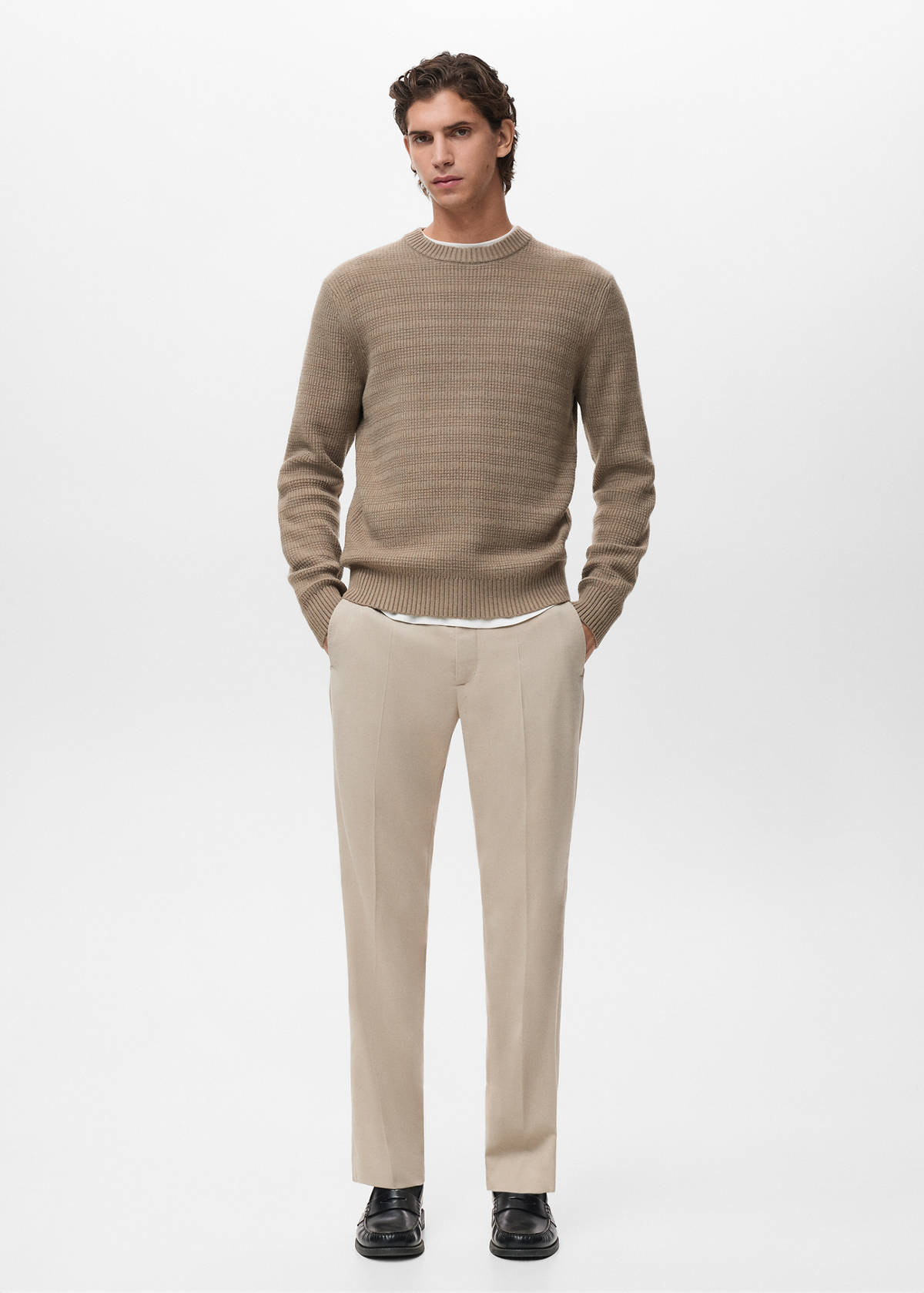 Structured knitted sweater — Medium Brown