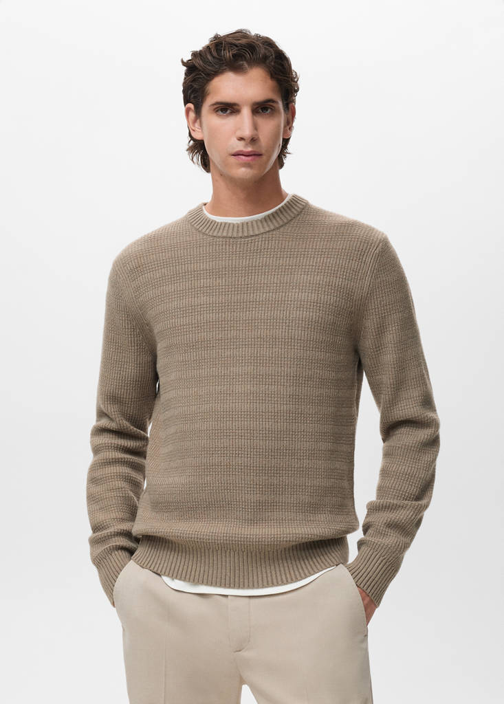 Structured knitted sweater — Medium Brown