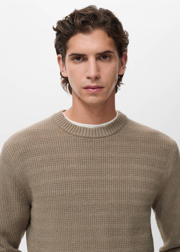 Structured knitted sweater — Medium Brown