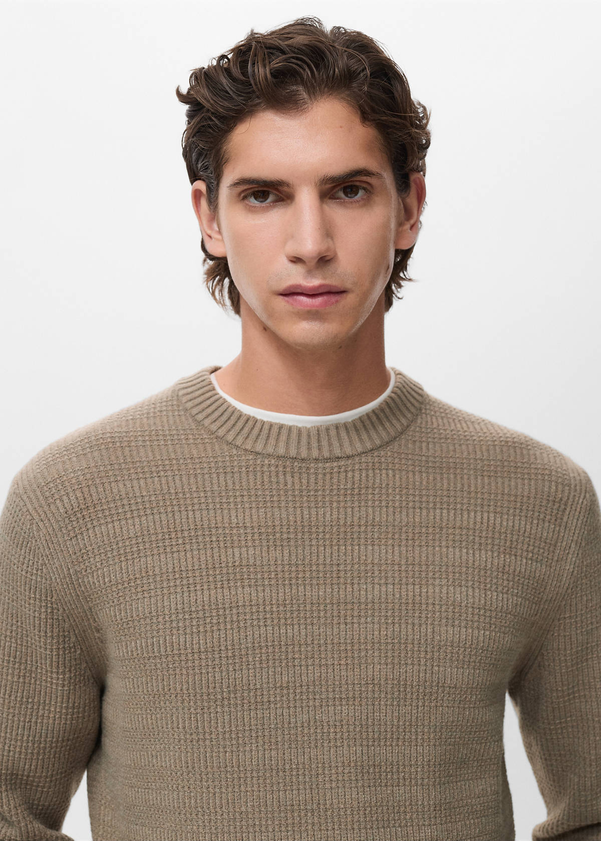 Structured knitted sweater — Medium Brown