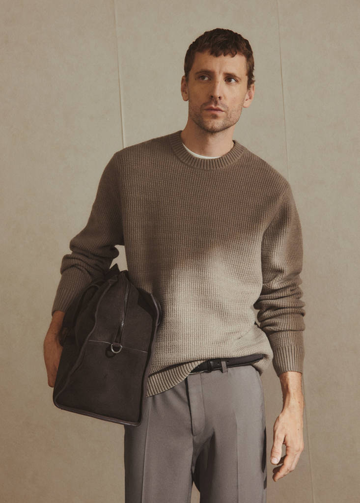 Structured knitted sweater — Medium Brown