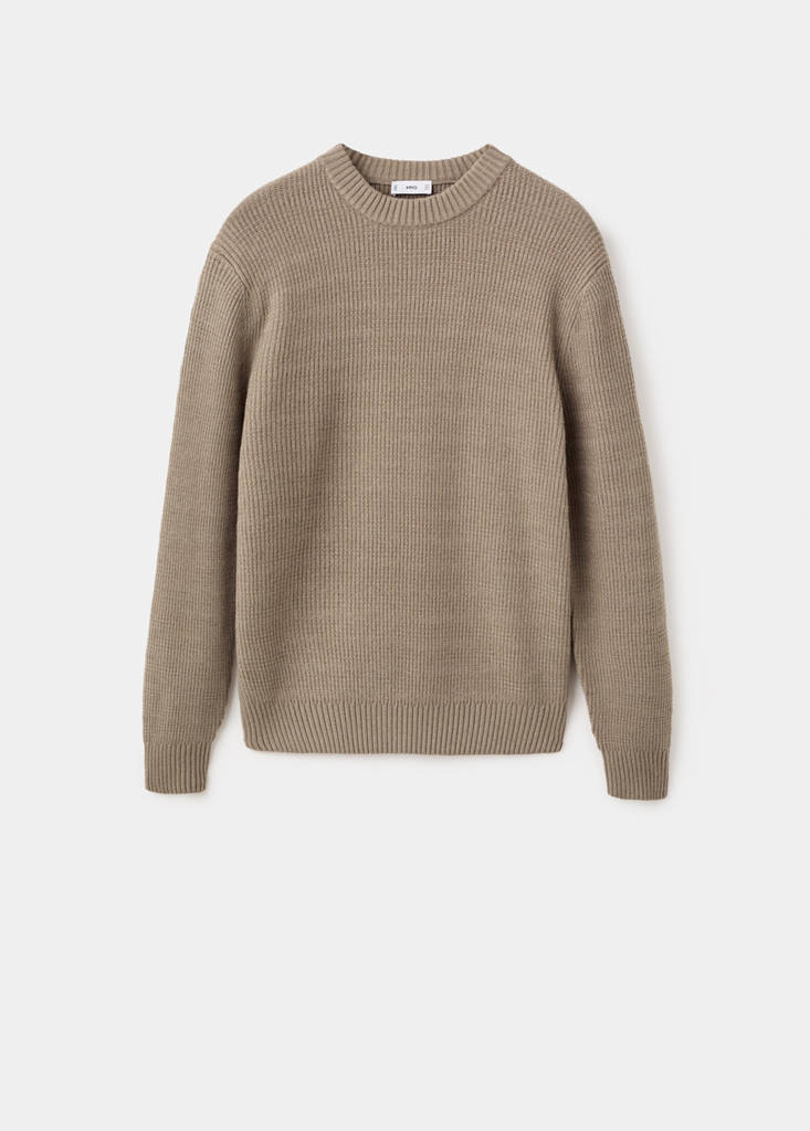 Structured knitted sweater — Medium Brown