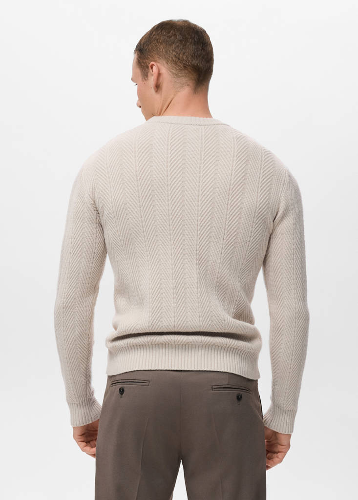 Herringbone structured sweater — Ecru