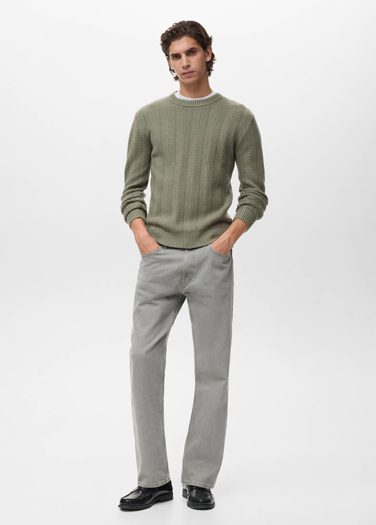 Herringbone structured sweater — Pastel Green