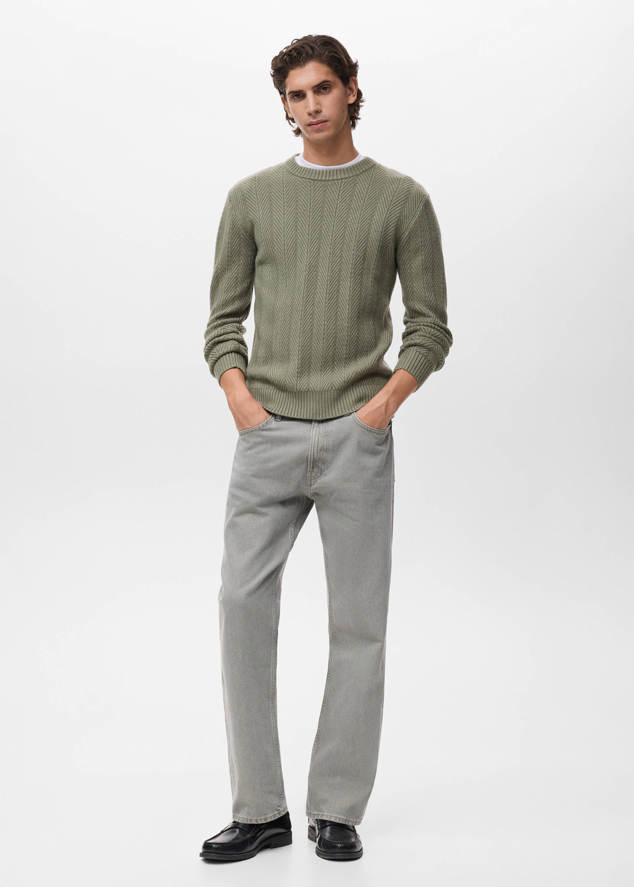 Herringbone structured sweater - General plane