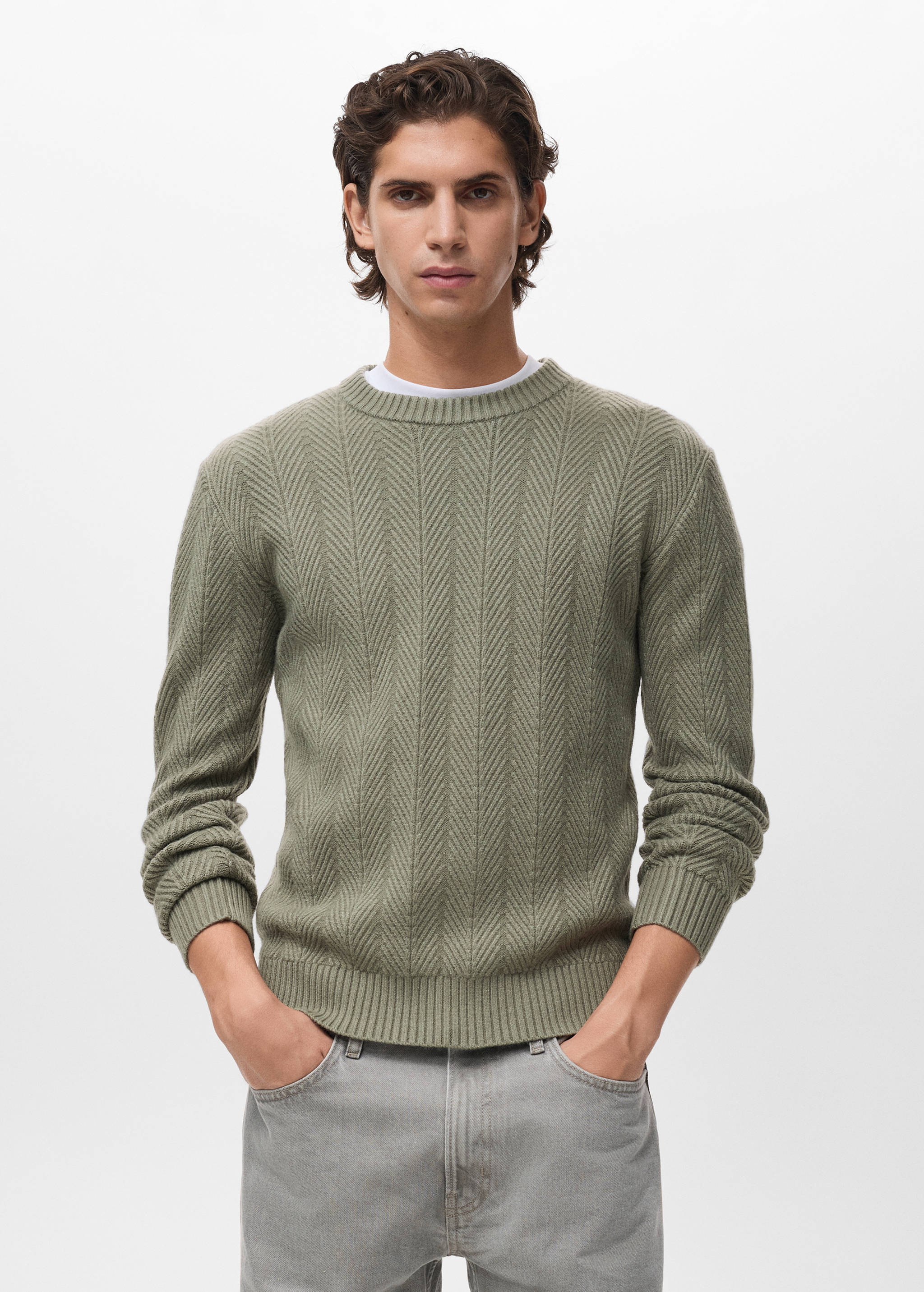 Herringbone structured sweater - Medium plane