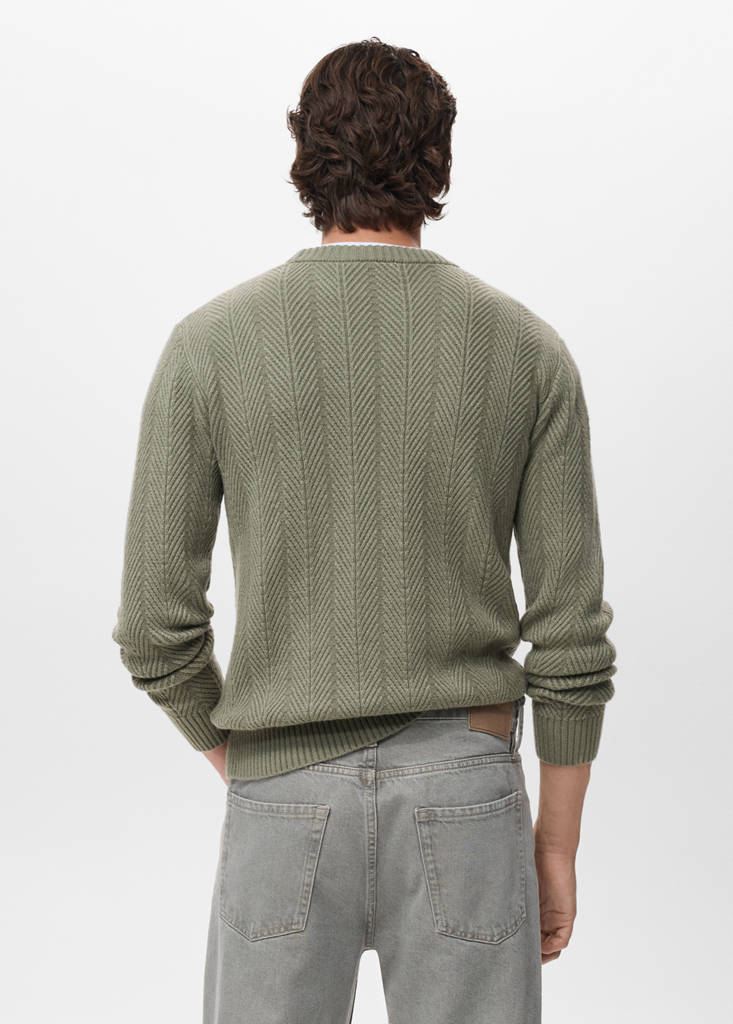Herringbone structured sweater — Pastel Green