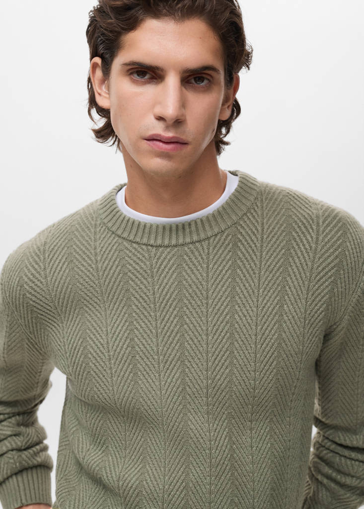 Herringbone structured sweater — Pastel Green