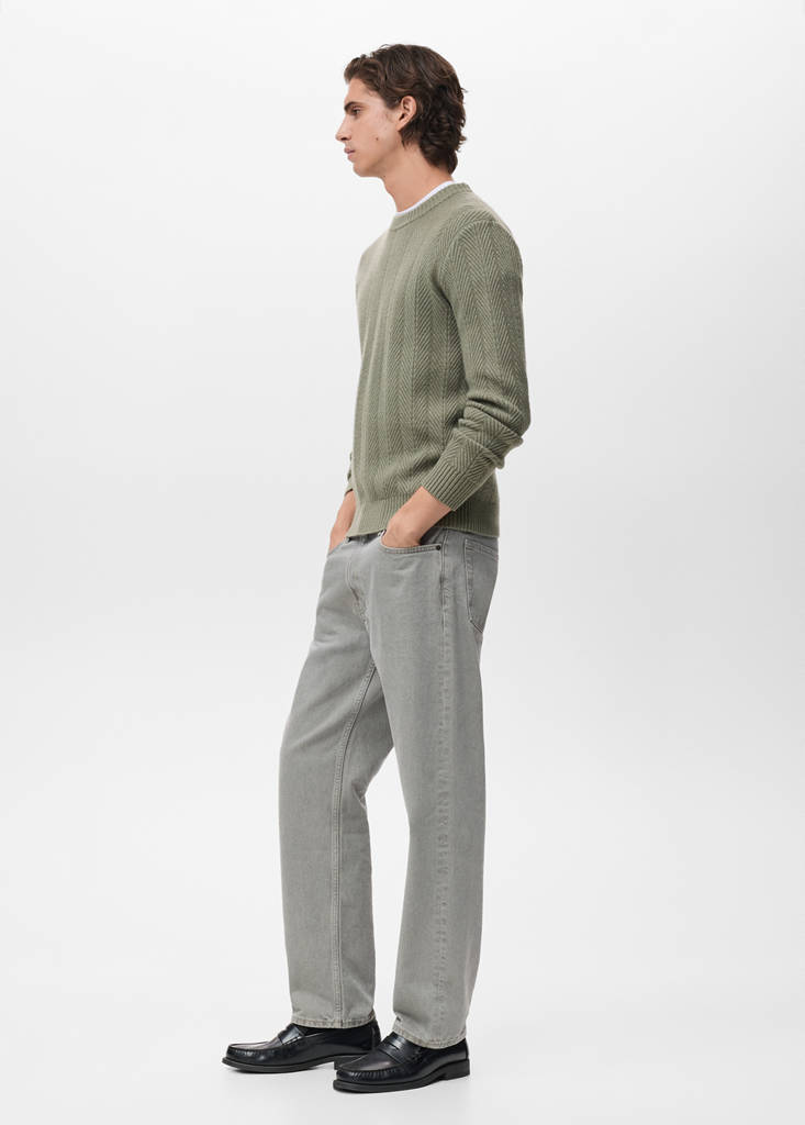 Herringbone structured sweater — Pastel Green