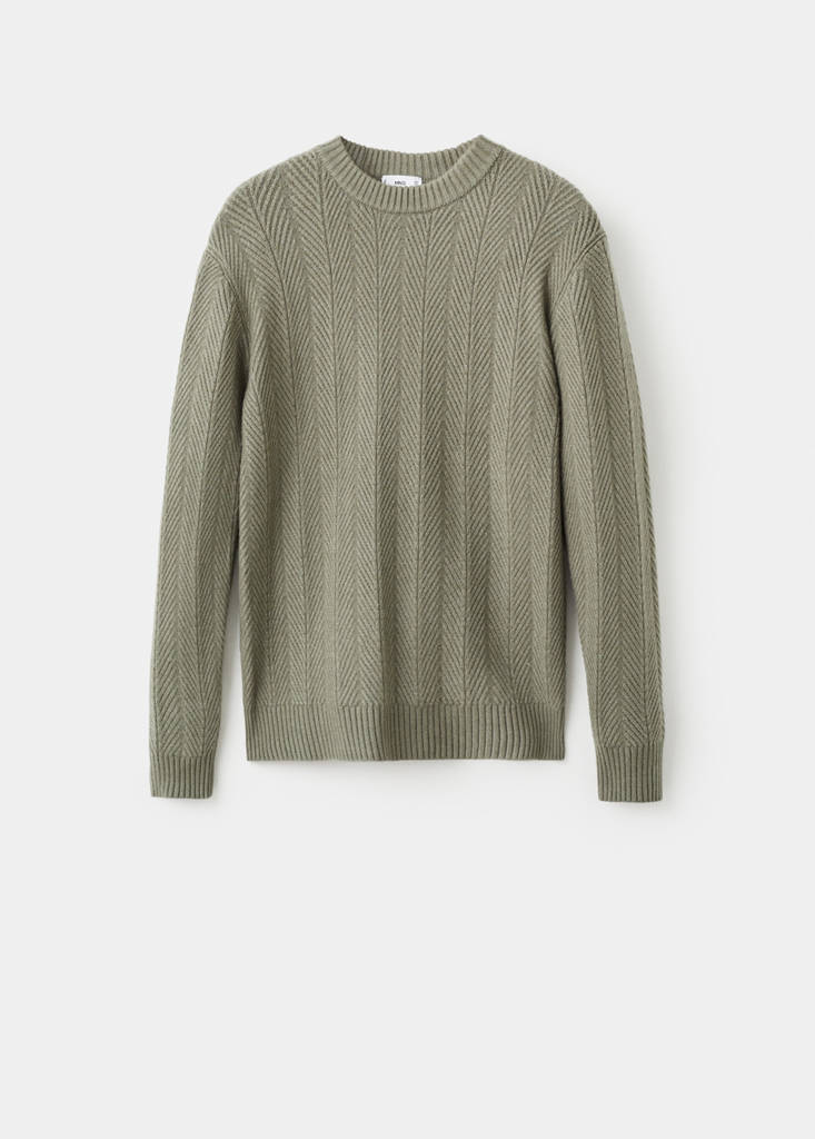 Herringbone structured sweater — Pastel Green