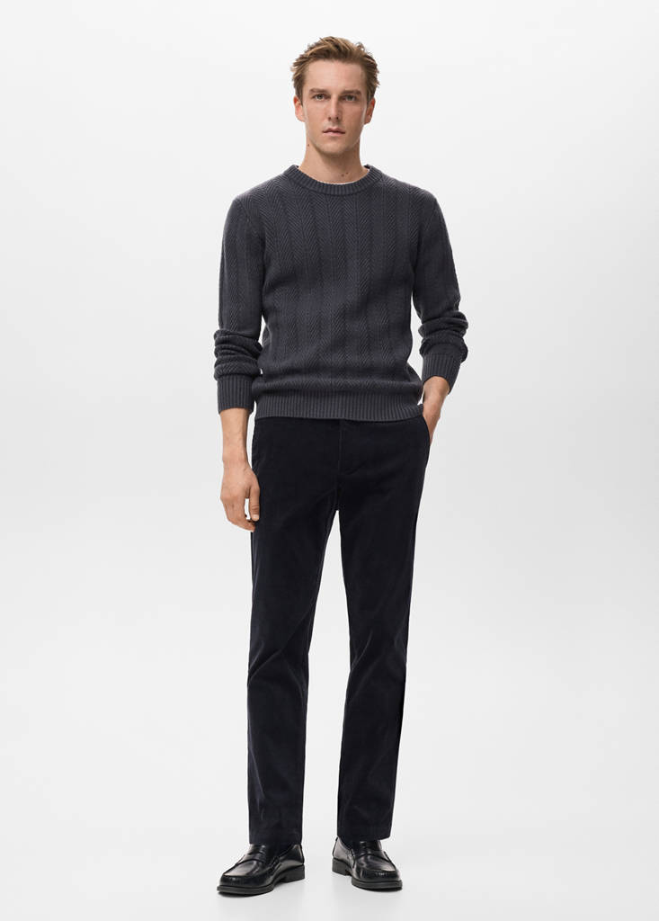 Herringbone structured sweater — Indigo Blue
