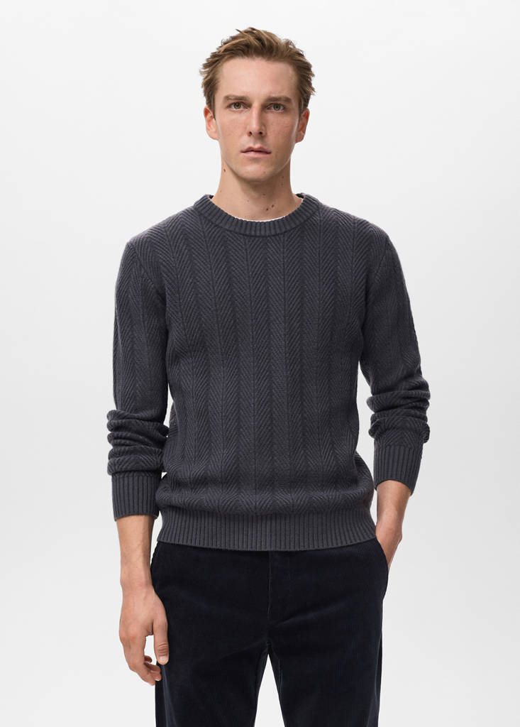 Herringbone structured sweater — Indigo Blue