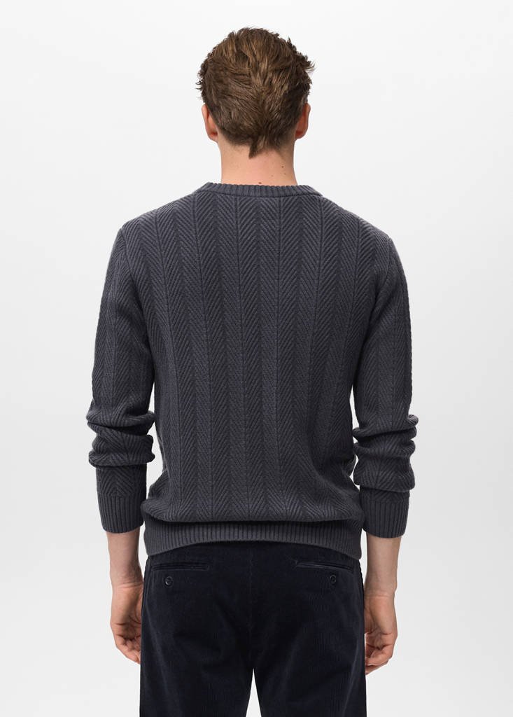 Herringbone structured sweater — Indigo Blue