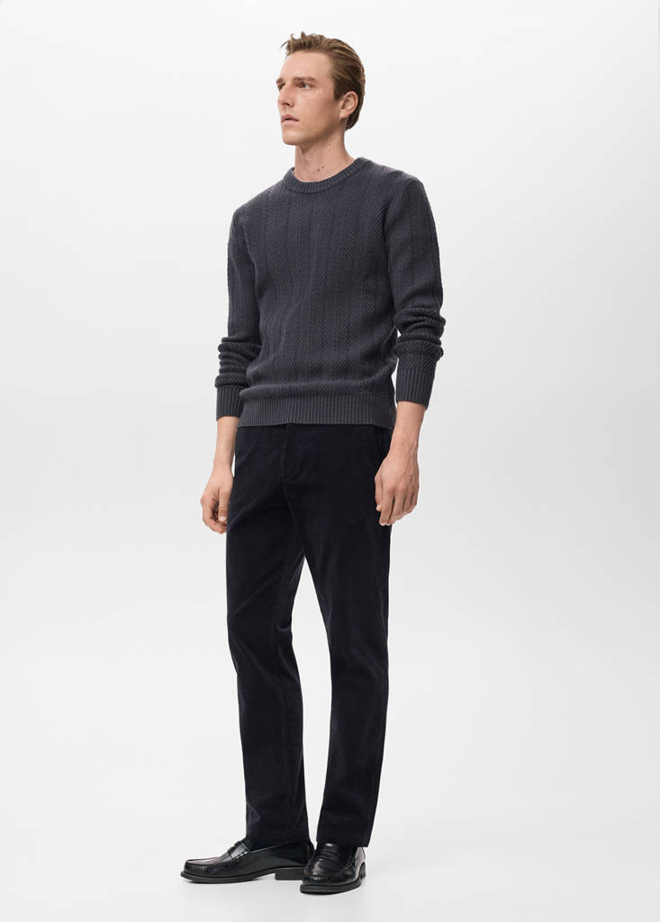 Herringbone structured sweater — Indigo Blue