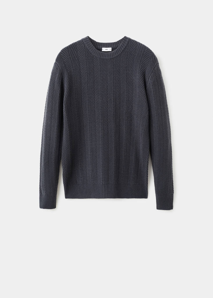 Herringbone structured sweater — Indigo Blue