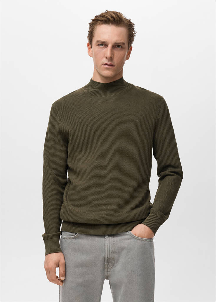 Structured perkins-neck sweater — Dark Green