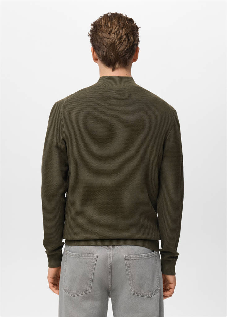 Structured perkins-neck sweater — Dark Green