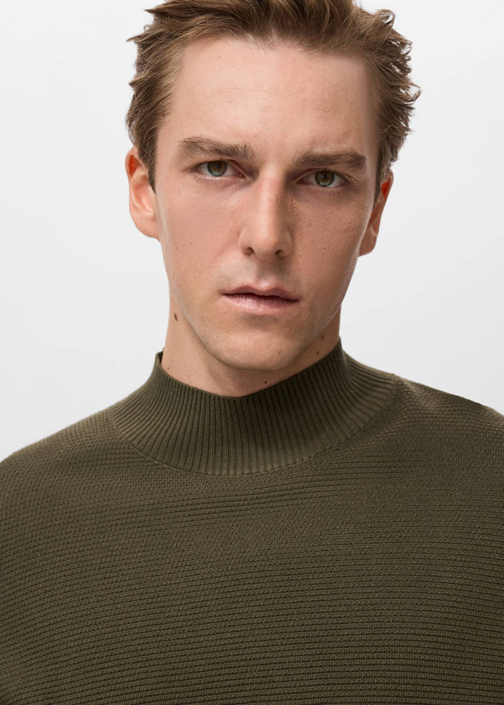 Structured perkins-neck sweater — Dark Green