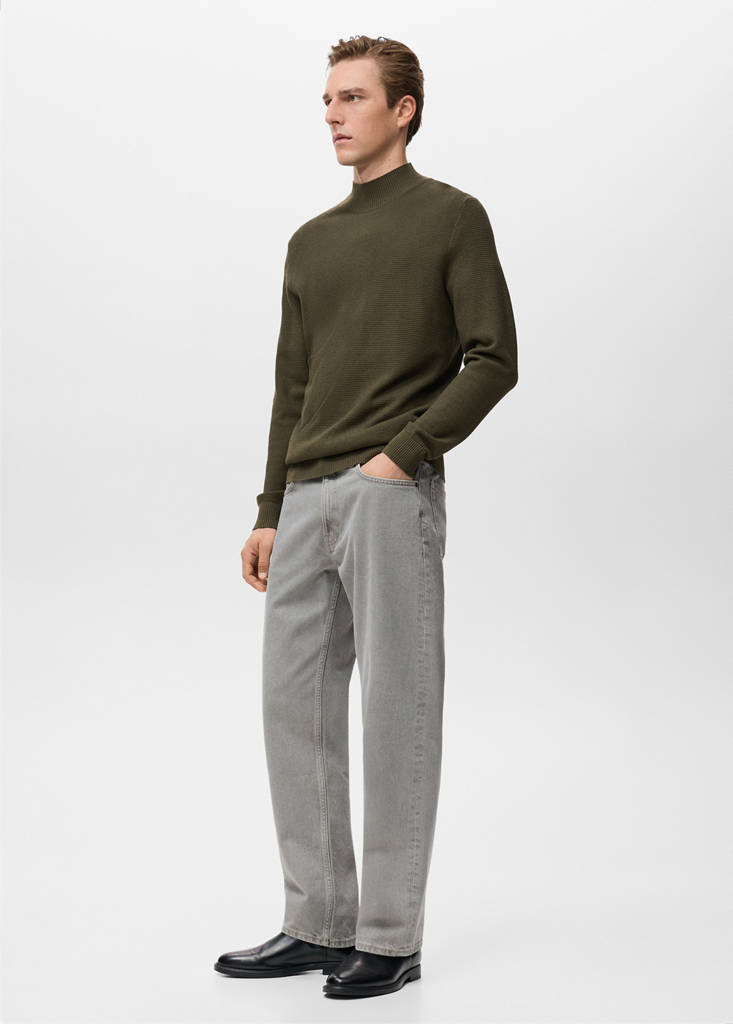Structured perkins-neck sweater — Dark Green