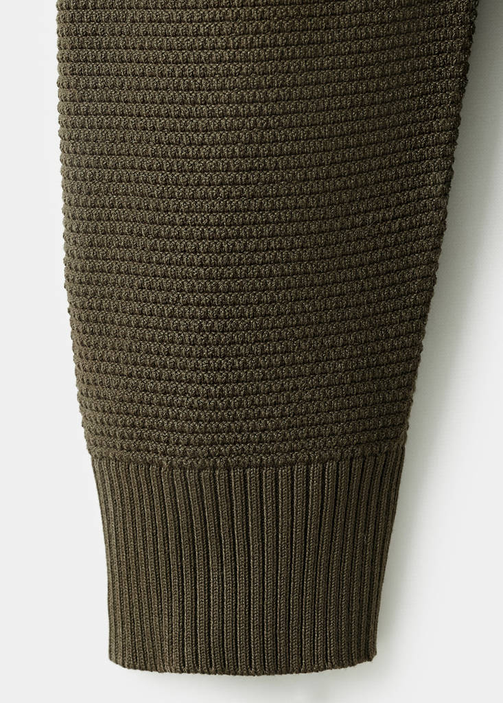 Structured perkins-neck sweater — Dark Green